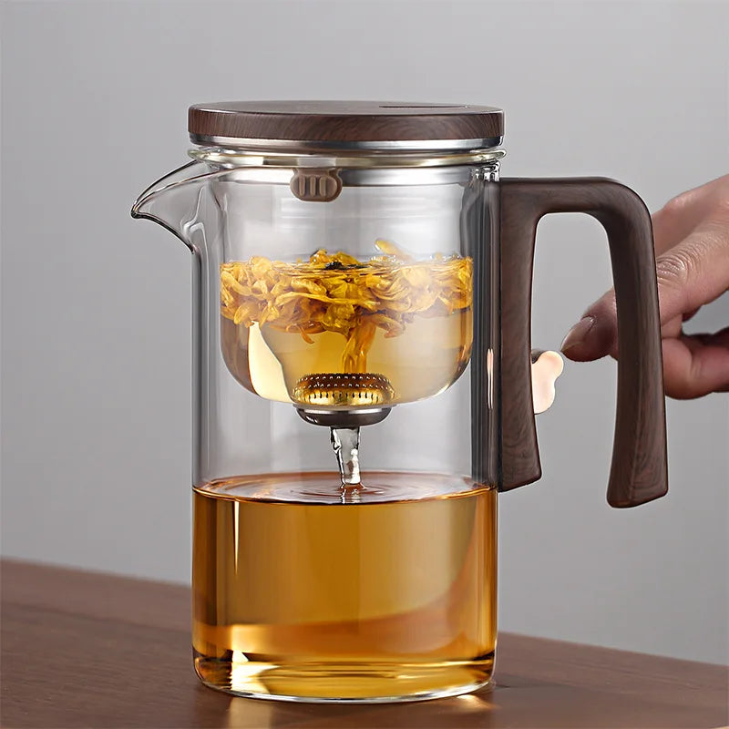 Théière en Verre à Séparation d'Eau — Filtration Magnétique en Un Clic