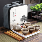 Service à thé Kung Fu nomade en porcelaine, 4 tasses et sac de voyage