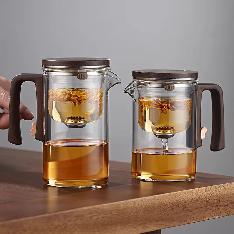 Théière en verre 800 ml, stop-infusion magnétique en un clic