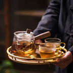 Théière en Verre 400ml — Poignée Latérale en Bois et Filtre Intégré
