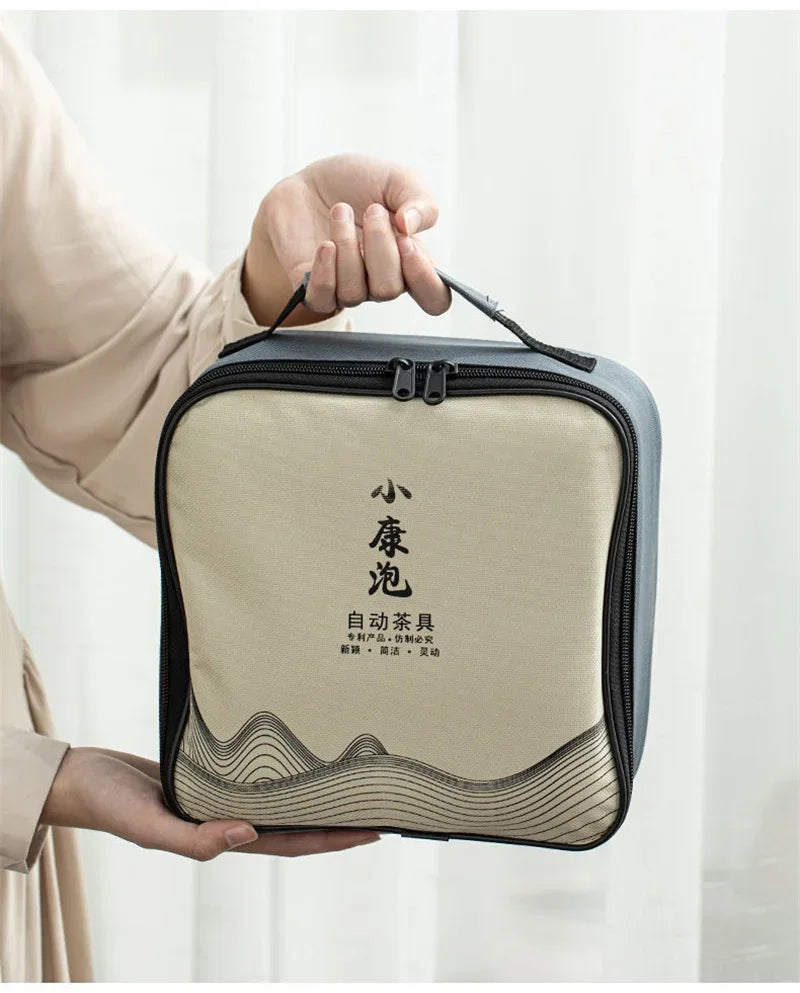 Service à Thé Chinois Gongfu en Porcelaine — Théière Rotative à 360° avec Infuseur