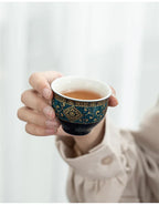 Service à Thé Chinois Gongfu en Porcelaine — Théière Rotative à 360° avec Infuseur