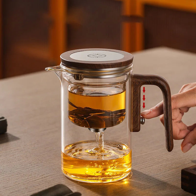 Théière en Verre à Séparation d'Eau — Filtration Magnétique en Un Clic