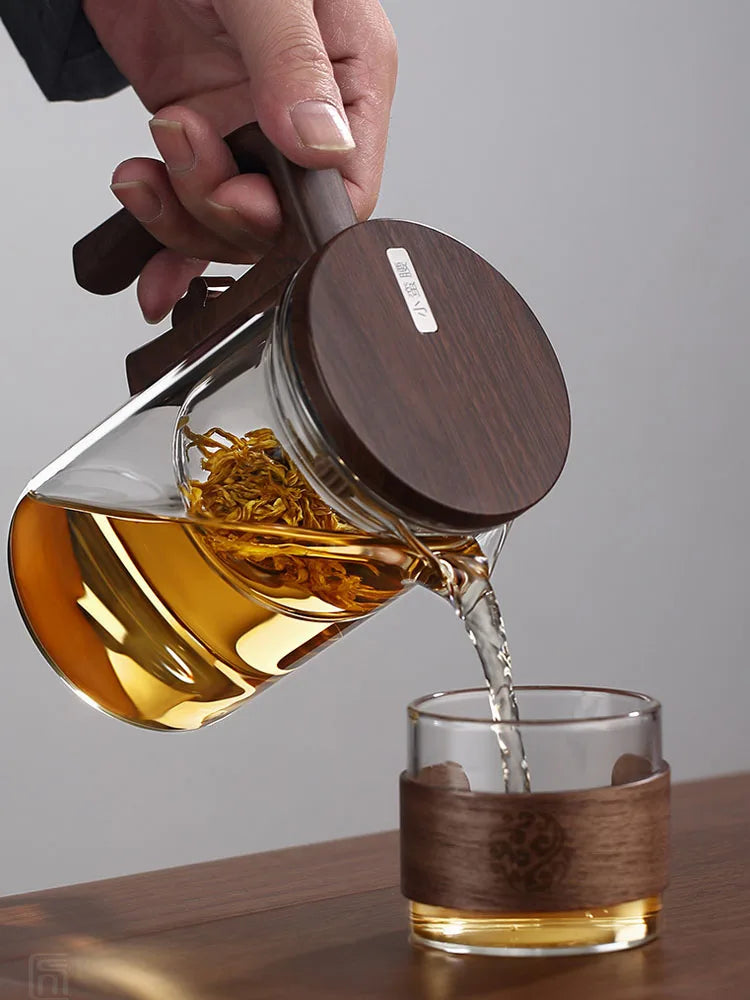 Théière en Verre à Séparation d'Eau — Filtration Magnétique en Un Clic