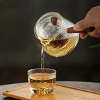Théière en Verre 400ml — Poignée Latérale en Bois et Filtre Intégré