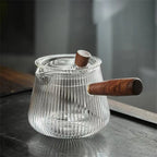 Théière en Verre 400ml — Poignée Latérale en Bois et Filtre Intégré