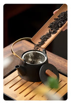 Service à Thé Kung Fu en Céramique Noire — Théière, Tasses et Plateau