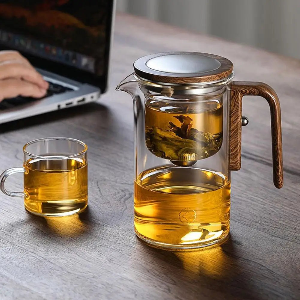 Théière en Verre à Séparation d'Eau — Filtration Magnétique en Un Clic