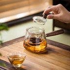 Théière en Verre 400ml — Poignée Latérale en Bois et Filtre Intégré