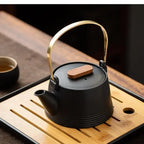 Service à Thé Kung Fu en Céramique Noire — Théière, Tasses et Plateau