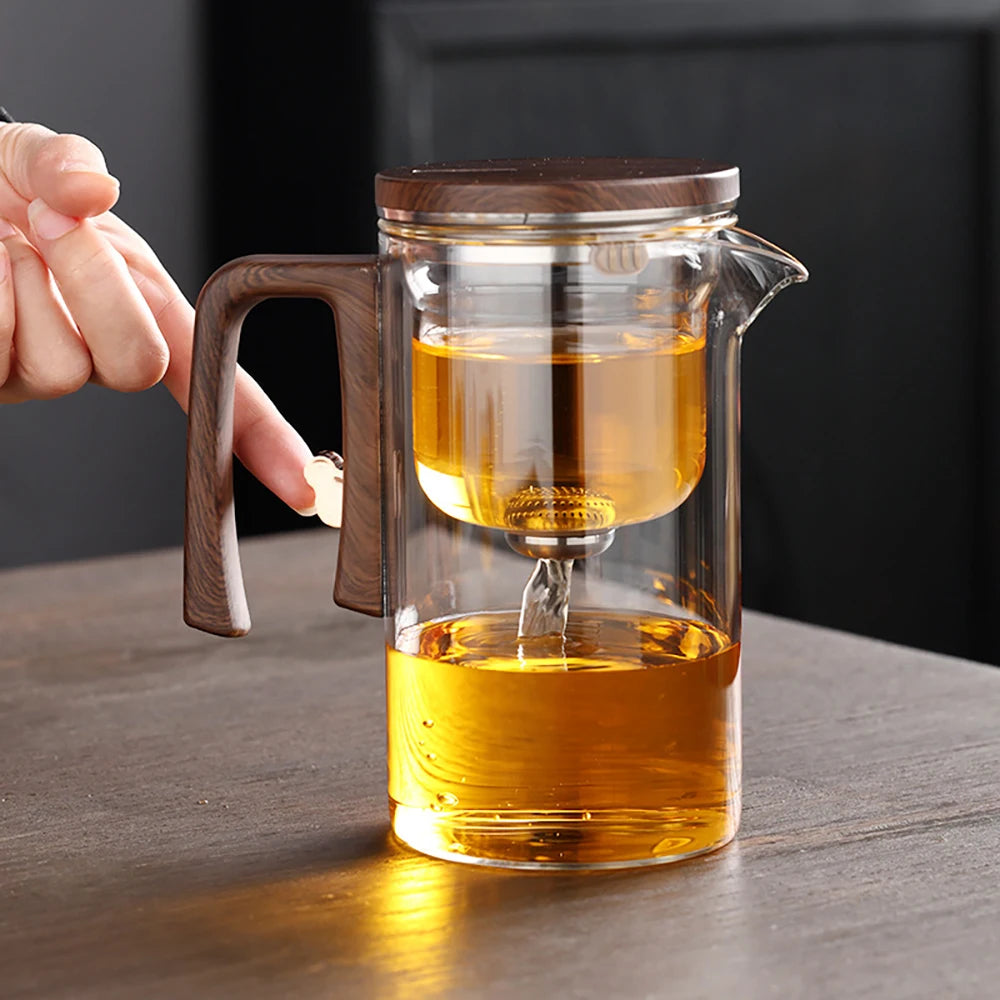 Théière en Verre à Séparation d'Eau — Filtration Magnétique en Un Clic