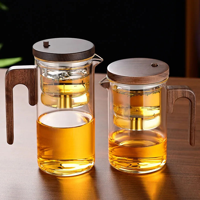 Théière en Verre à Séparation d'Eau — Filtration Magnétique en Un Clic