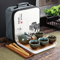 Service à thé Kung Fu nomade en porcelaine, 4 tasses et sac de voyage