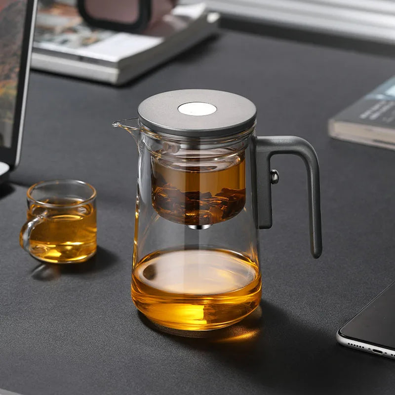 Théière en Verre à Séparation d'Eau — Filtration Magnétique en Un Clic