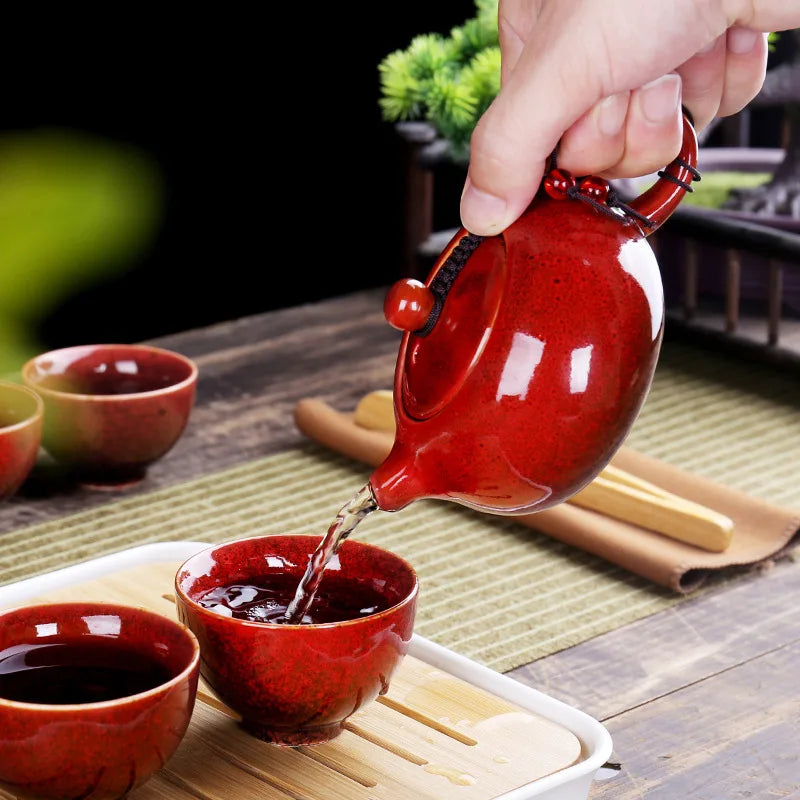 Service à thé Kung Fu nomade en porcelaine, 4 tasses et sac de voyage