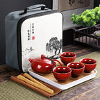 Service à thé Kung Fu nomade en porcelaine, 4 tasses et sac de voyage
