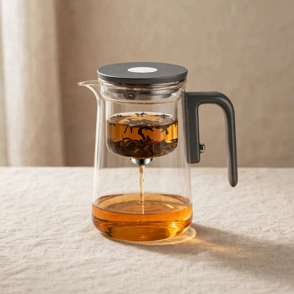 Théière en verre 800 ml, stop-infusion magnétique en un clic