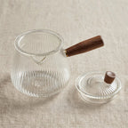 Théière en verre 400 ml, poignée en bois et filtre intégré