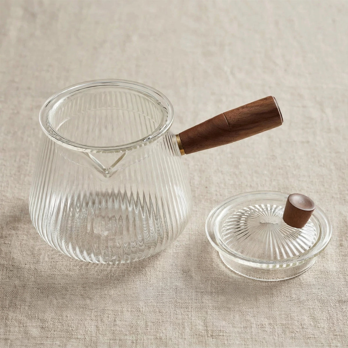 Théière en verre 400 ml, poignée en bois et filtre intégré