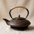Théière en fonte japonaise 700 ml, motif épis de blé doré