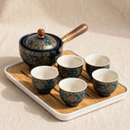 Service à thé Gongfu en porcelaine, théière rotative 360°