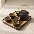 Service à thé Kung Fu, céramique noire, tasses et plateau