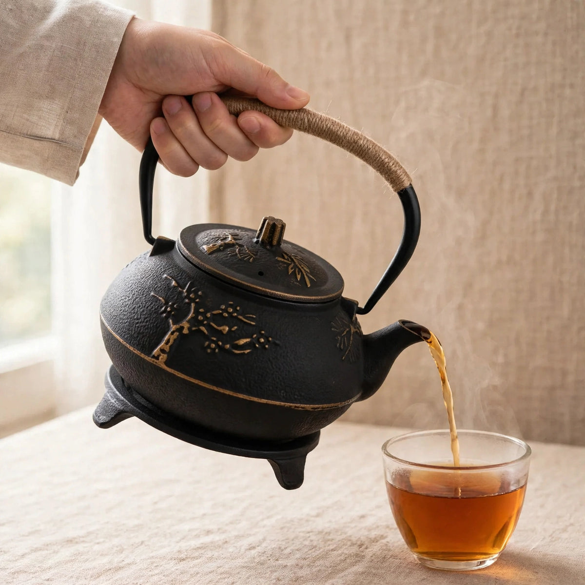Théière en fonte japonaise, fleurs de prunier 900 ml