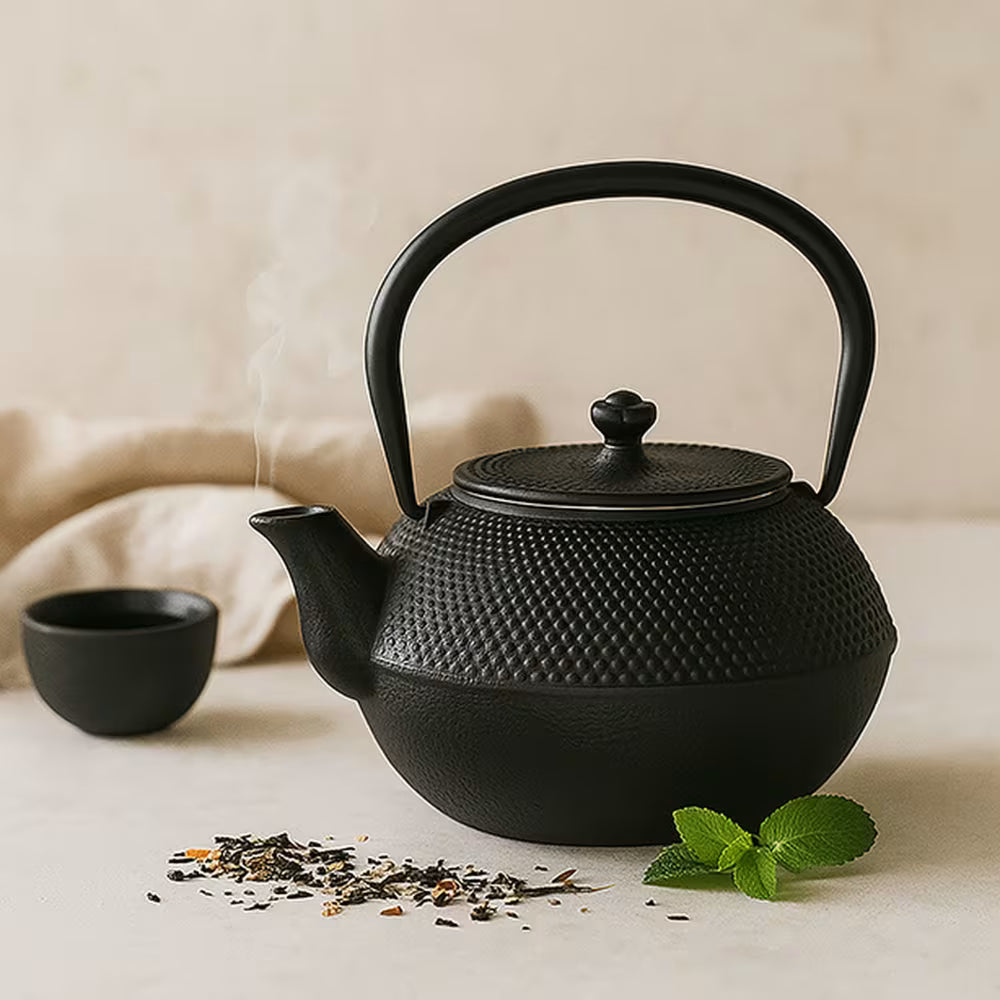 Théière Japonaise en Fonte — Style Tetsubin Antique avec Filtre Intégré